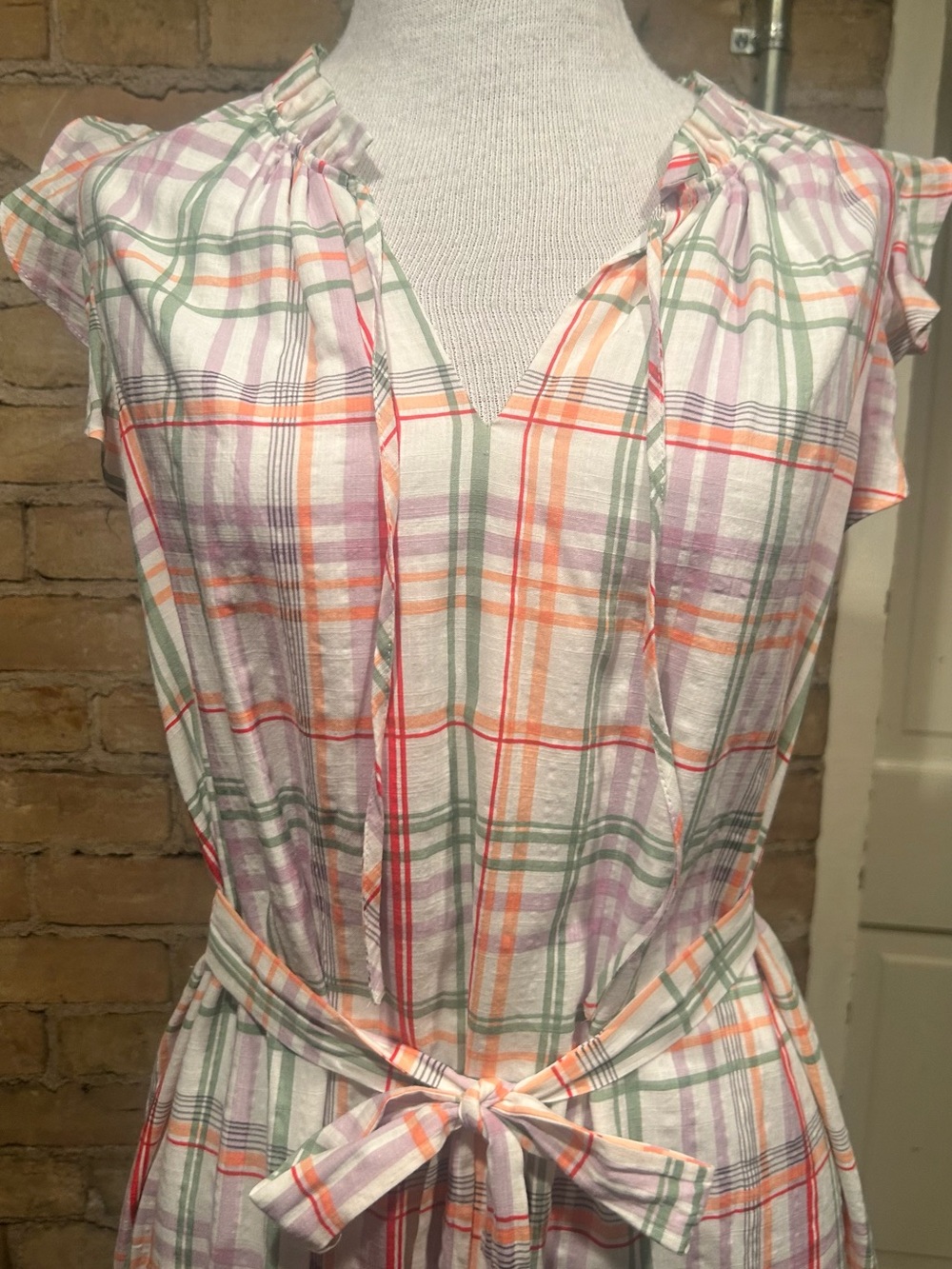 Ann Taylor Pastel Plaid Cotton Maxi Dress - Picture 2 of 9